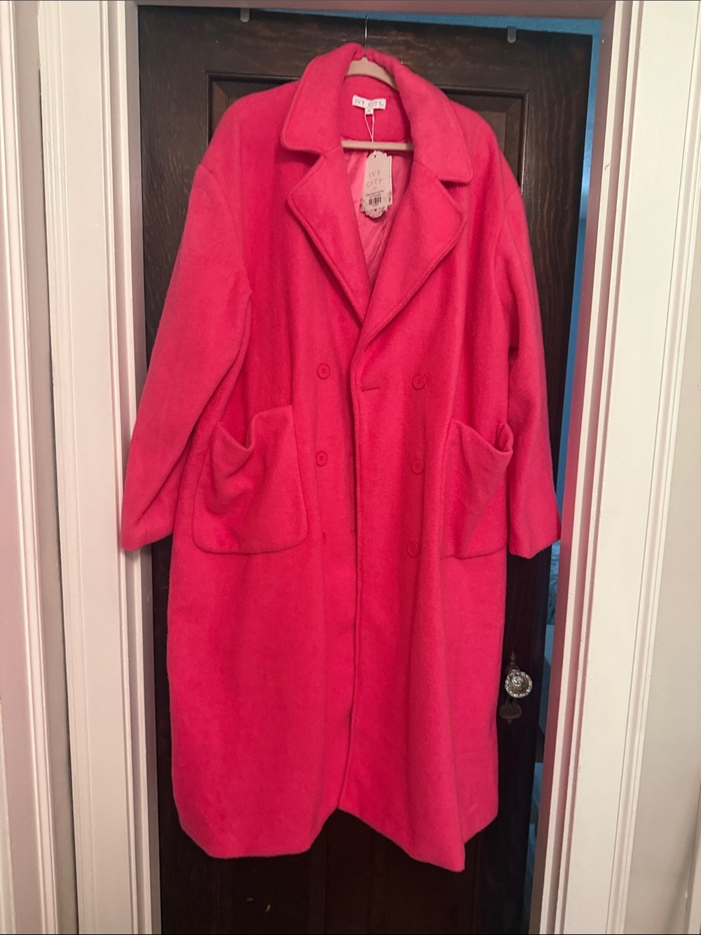 Bright Pink Oversized Wool Blend Coat by Ivy City